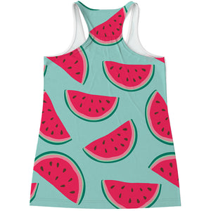 Blue Cute Watermelon Pattern Print Women's Racerback Tank Top