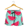 Blue Cute Watermelon Pattern Print Women's Shorts