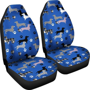 Blue Dachshund Pattern Universal Fit Car Seat Covers GearFrost