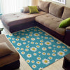 Blue Daisy Flower Pattern Print Area Rug