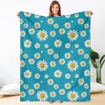 Blue Daisy Flower Pattern Print Blanket