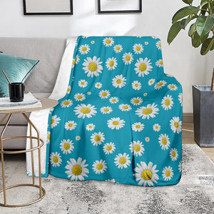 Blue Daisy Flower Pattern Print Blanket