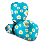 Blue Daisy Flower Pattern Print Boxing Gloves