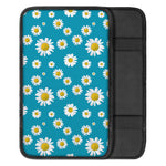 Blue Daisy Flower Pattern Print Car Center Console Cover