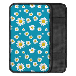 Blue Daisy Flower Pattern Print Car Center Console Cover