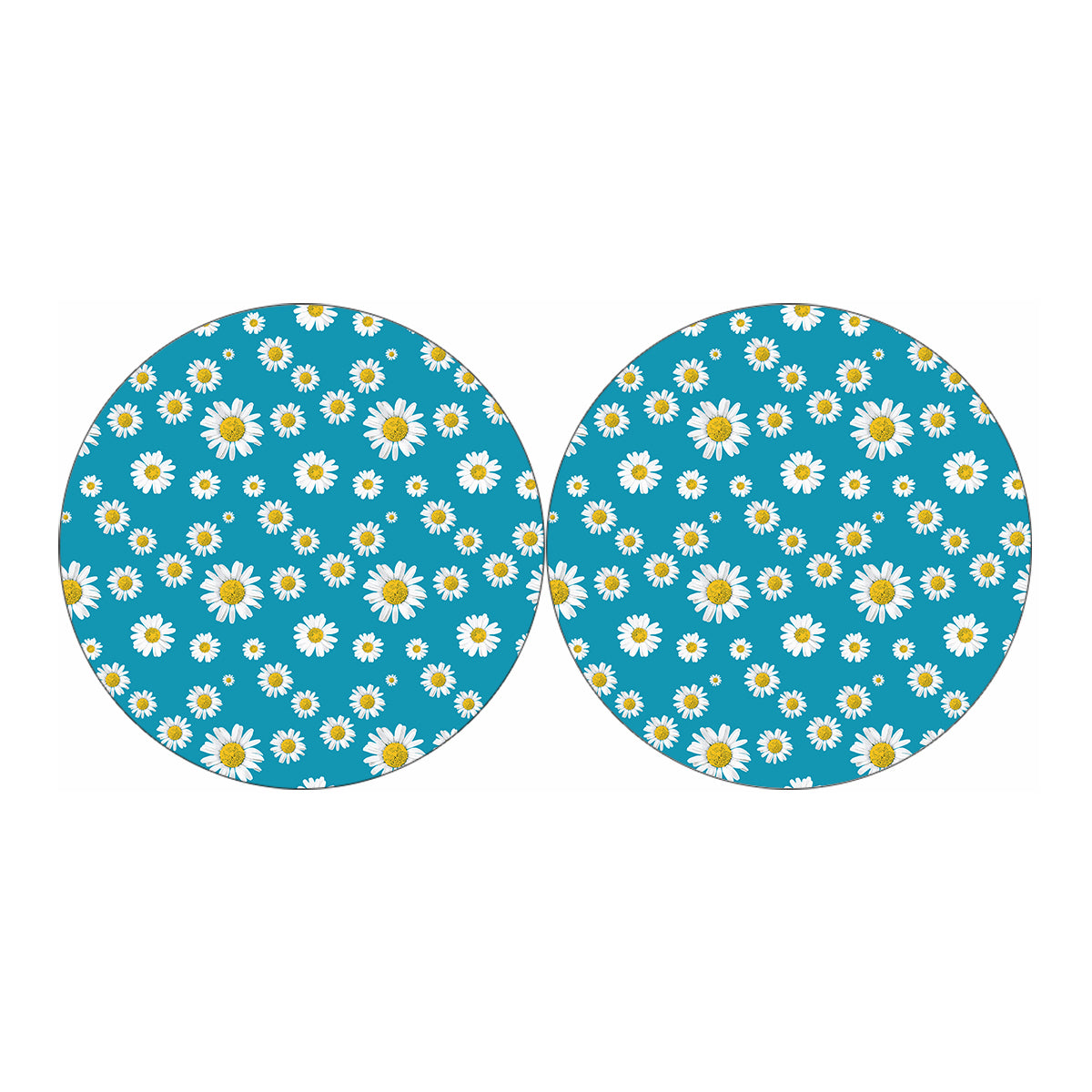 Blue Daisy Flower Pattern Print Car Coasters