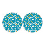 Blue Daisy Flower Pattern Print Car Coasters
