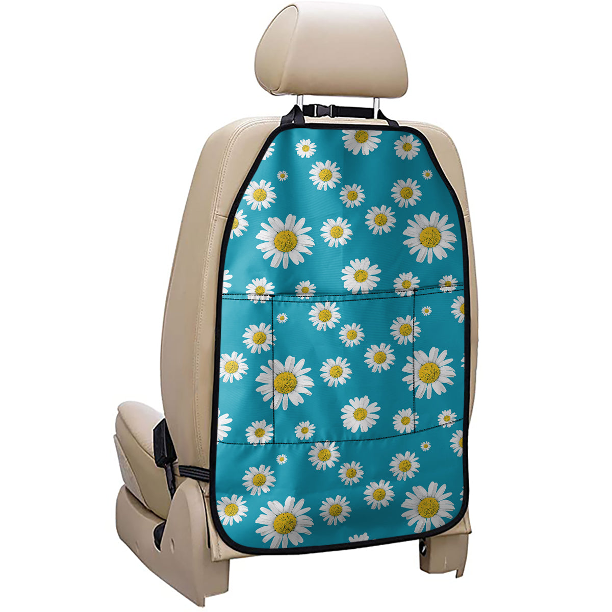 Blue Daisy Flower Pattern Print Car Seat Organizers