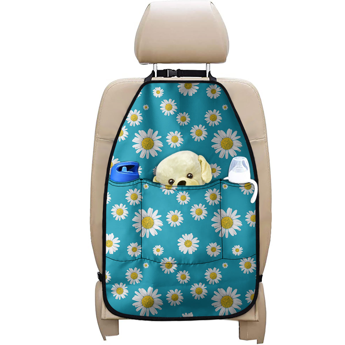 Blue Daisy Flower Pattern Print Car Seat Organizers