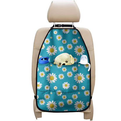 Blue Daisy Flower Pattern Print Car Seat Organizers