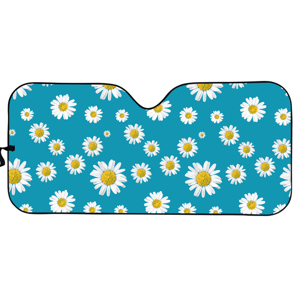 Blue Daisy Flower Pattern Print Car Sun Shade