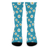 Blue Daisy Flower Pattern Print Crew Socks