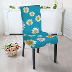 Blue Daisy Flower Pattern Print Dining Chair Slipcover