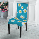 Blue Daisy Flower Pattern Print Dining Chair Slipcover