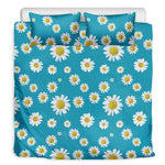 Blue Daisy Flower Pattern Print Duvet Cover Bedding Set
