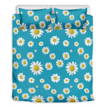 Blue Daisy Flower Pattern Print Duvet Cover Bedding Set