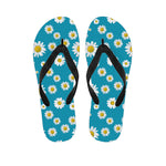 Blue Daisy Flower Pattern Print Flip Flops