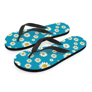 Blue Daisy Flower Pattern Print Flip Flops