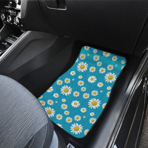 Blue Daisy Flower Pattern Print Front and Back Car Floor Mats