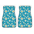 Blue Daisy Flower Pattern Print Front Car Floor Mats