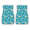 Blue Daisy Flower Pattern Print Front Car Floor Mats