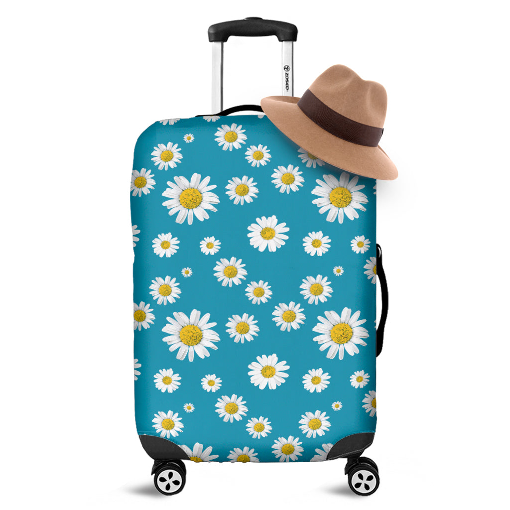 Blue Daisy Flower Pattern Print Luggage Cover