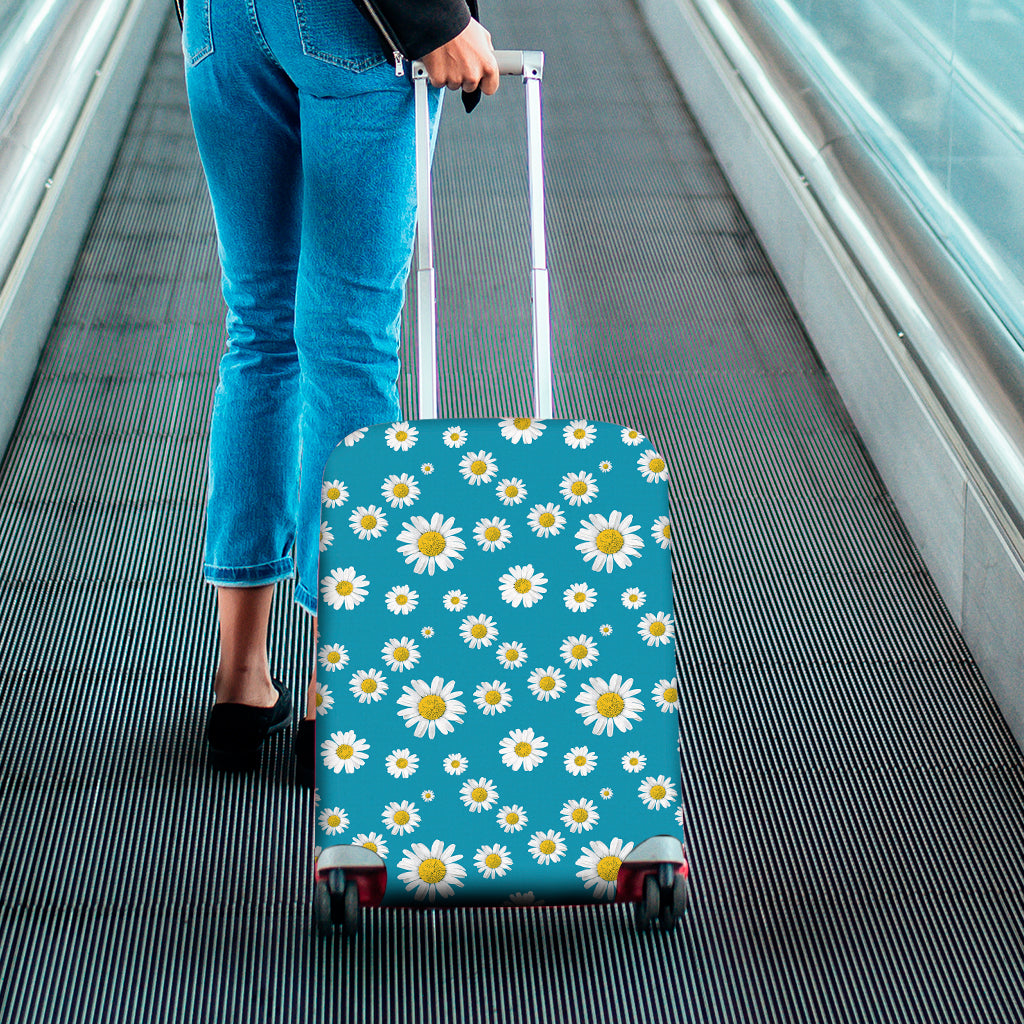 Blue Daisy Flower Pattern Print Luggage Cover