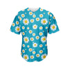 Blue Daisy Flower Pattern Print Men's Baseball Jersey