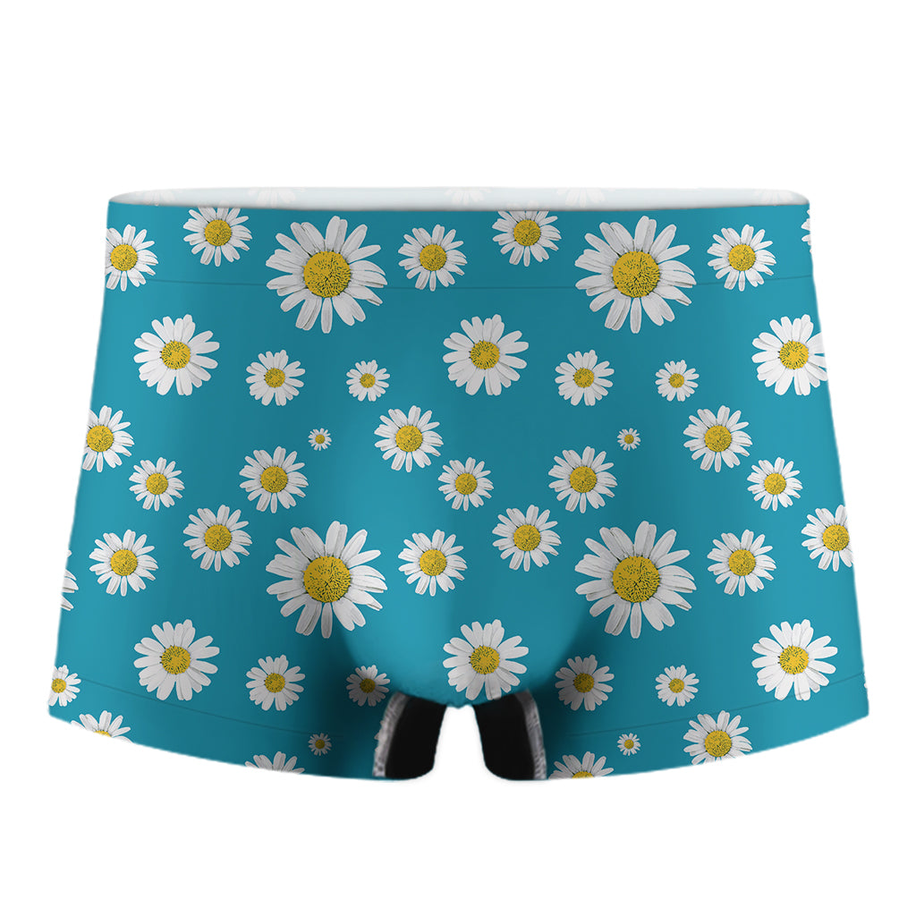 Blue Daisy Flower Pattern Print Men's Boxer Briefs