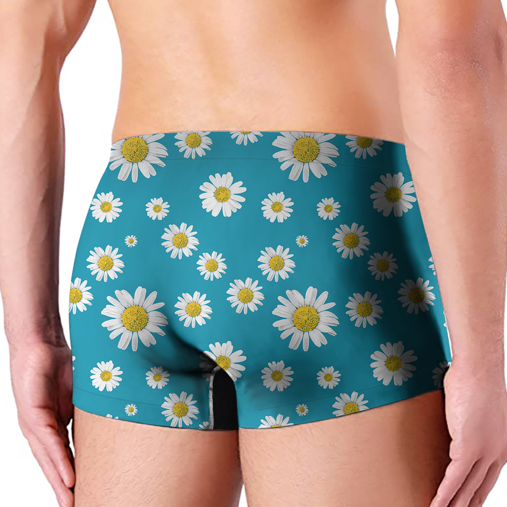 Blue Daisy Flower Pattern Print Men's Boxer Briefs