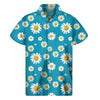 Blue Daisy Flower Pattern Print Men's Short Sleeve Shirt