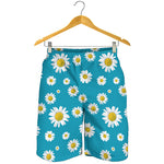 Blue Daisy Flower Pattern Print Men's Shorts