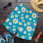 Blue Daisy Flower Pattern Print Men's Shorts