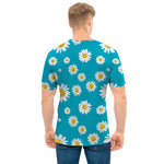 Blue Daisy Flower Pattern Print Men's T-Shirt