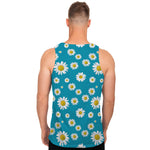 Blue Daisy Flower Pattern Print Men's Tank Top