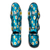 Blue Daisy Flower Pattern Print Muay Thai Shin Guard