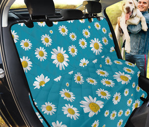 Blue Daisy Flower Pattern Print Pet Car Back Seat Cover