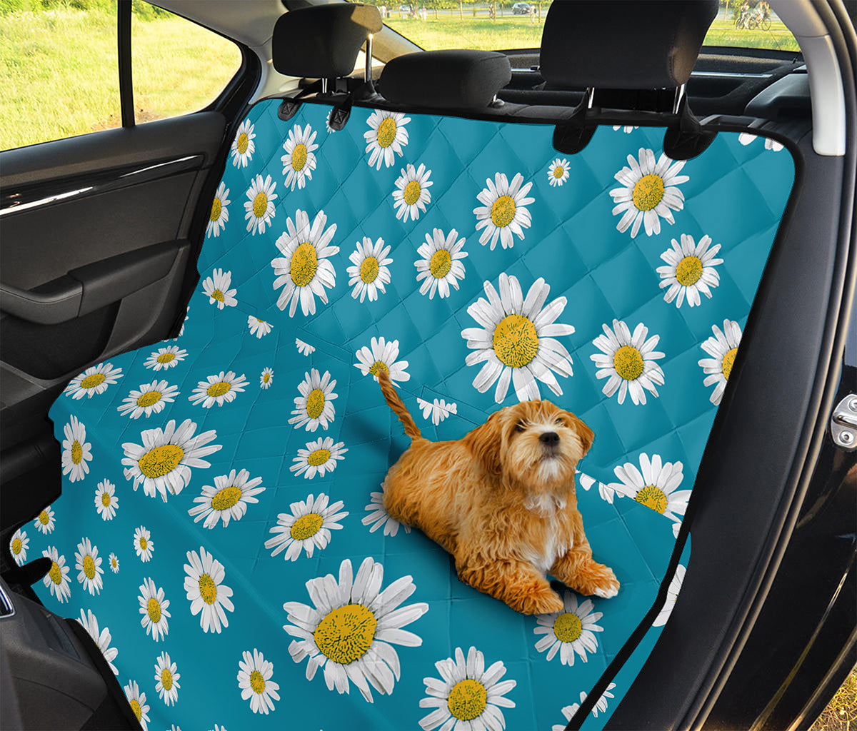 Blue Daisy Flower Pattern Print Pet Car Back Seat Cover