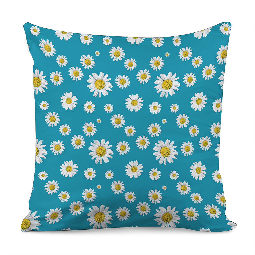 Blue Daisy Flower Pattern Print Pillow Cover