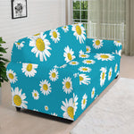 Blue Daisy Flower Pattern Print Sofa Cover