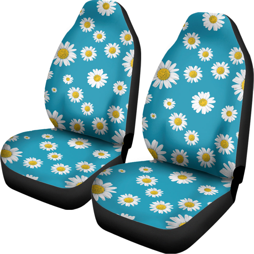 Blue Daisy Flower Pattern Print Universal Fit Car Seat Covers