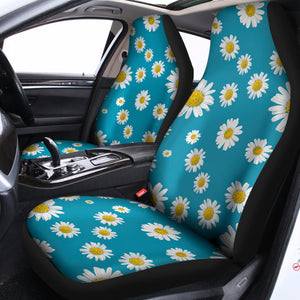 Blue Daisy Flower Pattern Print Universal Fit Car Seat Covers