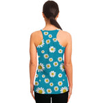 Blue Daisy Flower Pattern Print Women's Racerback Tank Top