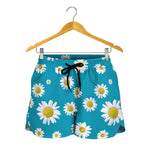 Blue Daisy Flower Pattern Print Women's Shorts