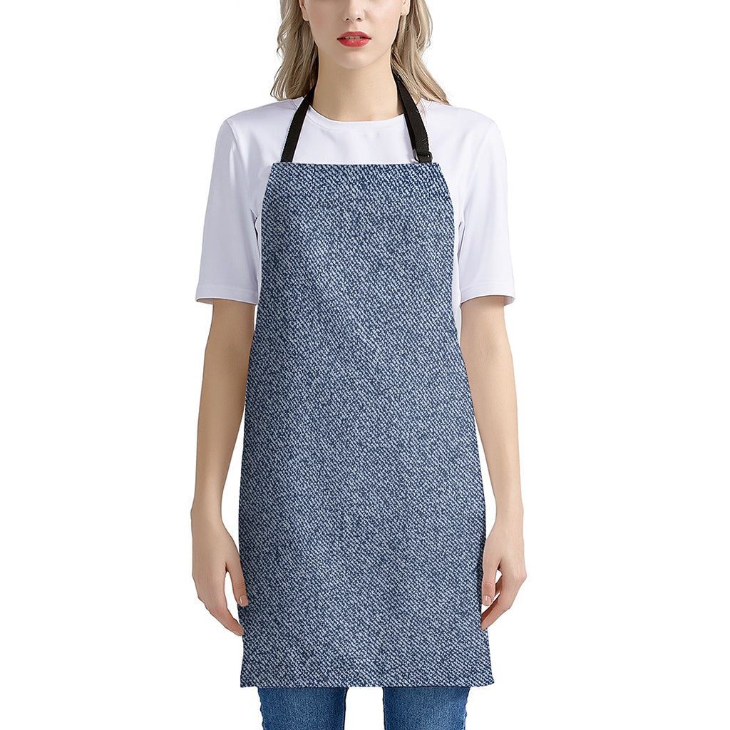 Blue Denim Jeans Pattern Print Apron