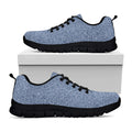 Blue Denim Jeans Pattern Print Black Running Shoes