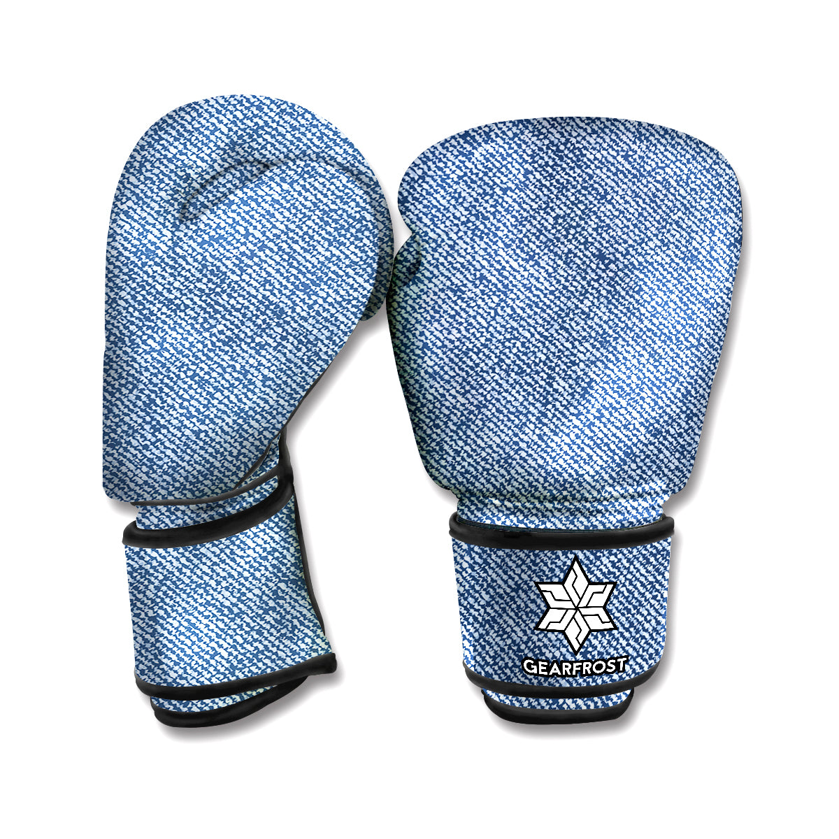 Blue Denim Jeans Pattern Print Boxing Gloves