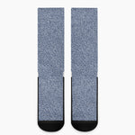 Blue Denim Jeans Pattern Print Crew Socks