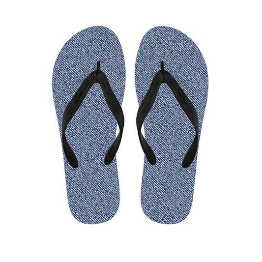 Blue Denim Jeans Pattern Print Flip Flops