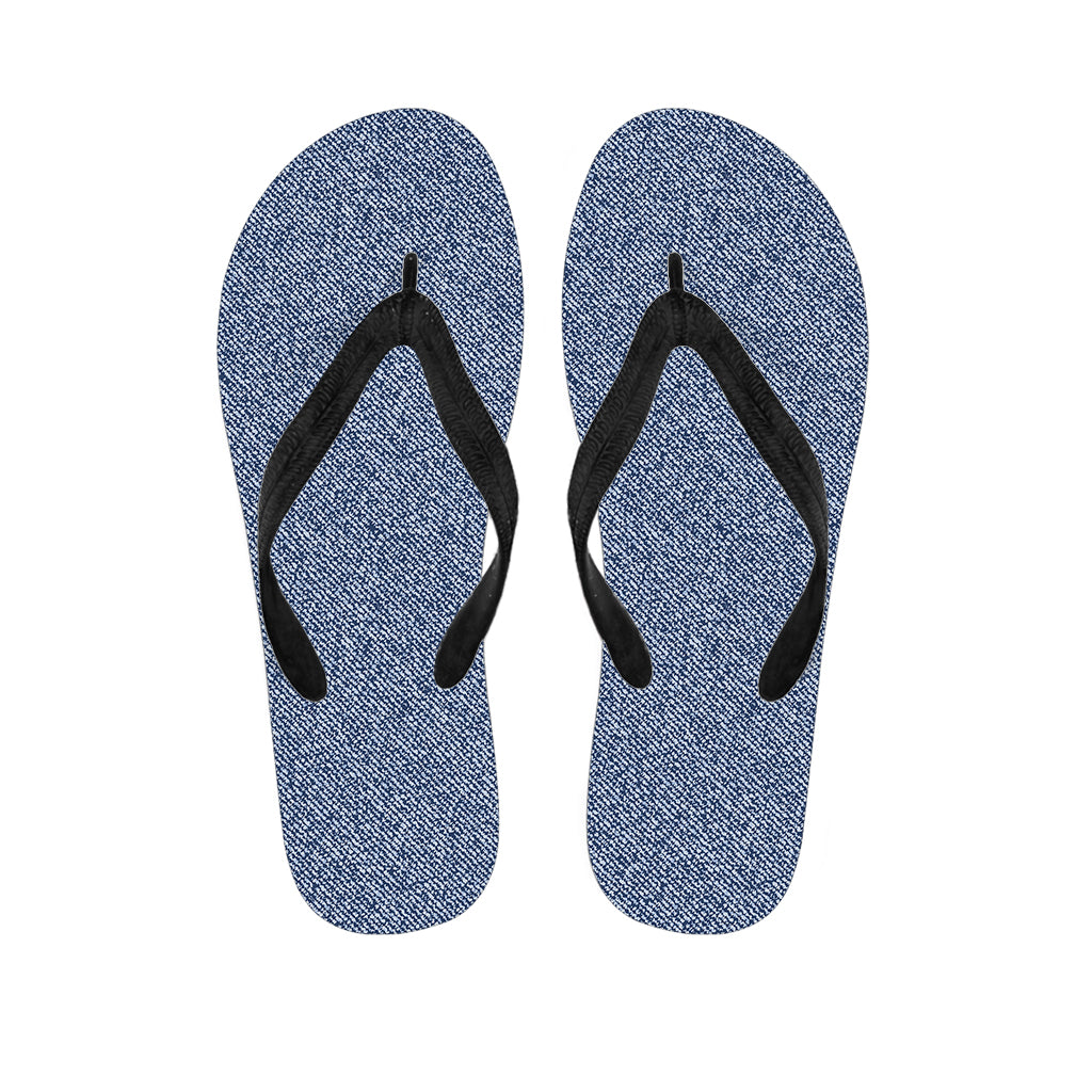 Blue Denim Jeans Pattern Print Flip Flops